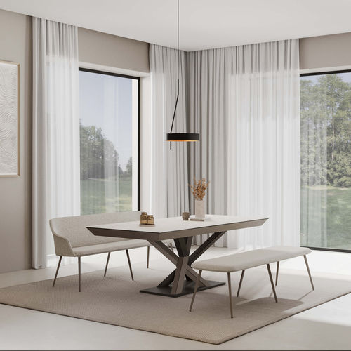 Contemporary dining table - MISTRAL - MOBLIBERICA - ceramic / metal base / rectangular