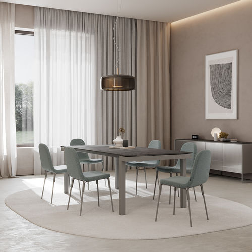 Contemporary table - LUCIA - MOBLIBERICA - ceramic / metal base / rectangular