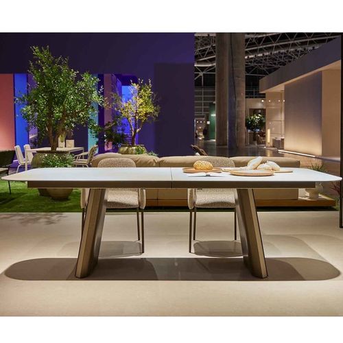 Contemporary table - TUL - MOBLIBERICA - steel / ceramic / metal base