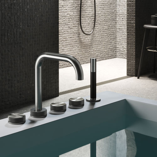Stainless steel bathtub mixer set - BOSS : W5B.CD - Fontealta - deck mounted / contemporary / 5-hole