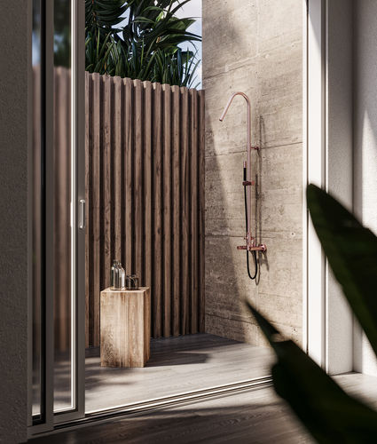 Traditional outdoor shower - TWIGGY W810.E - Fontealta - stainless steel / home / commercial