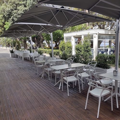 Square parasol - Dual “V” StarWhite - Scolaro - side post / orientable / acrylic fabric