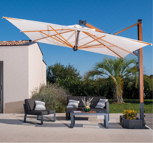 Square parasol - Galileo Wood - Scolaro - side post / orientable / tiltable mast