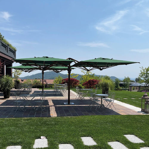 Square parasol - Quattro Timber - Scolaro - side post / acrylic fabric / aluminum