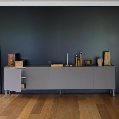 Contemporary sideboard - CUBE 55 - Ghekiere Industries - melamine / with shelf / with swing doors