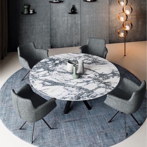 Contemporary dining table - FIZZ - Ghekiere Industries - ceramic / metal base / round
