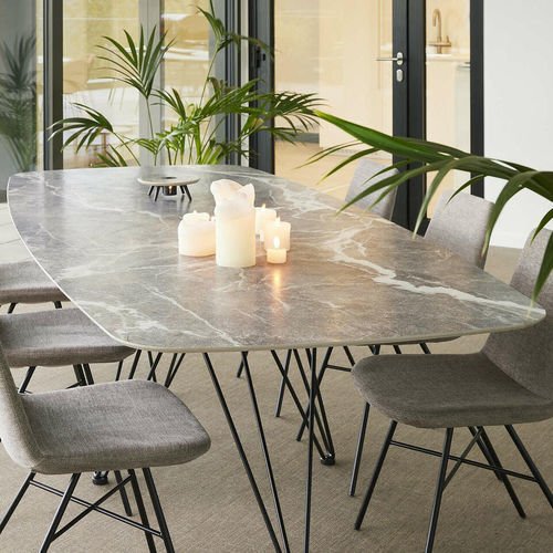 Contemporary dining table - WIRE - Ghekiere Industries - ceramic / stainless steel base / rectangular