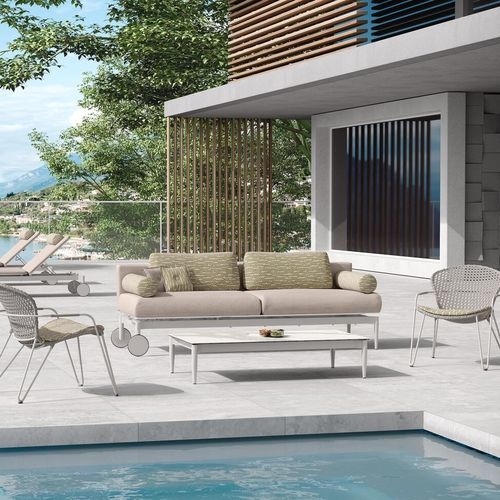 Contemporary sofa - MARGUERITE - Ghekiere Industries - garden / patio / fabric