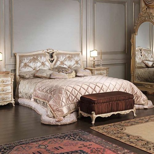 Double bed - art. 2006/970 - VIMERCATI MEDA LUXURY CLASSIC FURNITURE - classic / upholstered / with upholstered headboard