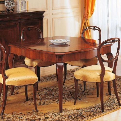 French style dining table - Nineteenth Century French - VIMERCATI MEDA LUXURY CLASSIC FURNITURE - walnut / walnut base / square