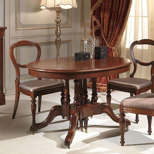 Classic dining table - art. 950/N - VIMERCATI MEDA LUXURY CLASSIC FURNITURE - wooden / wooden base / round