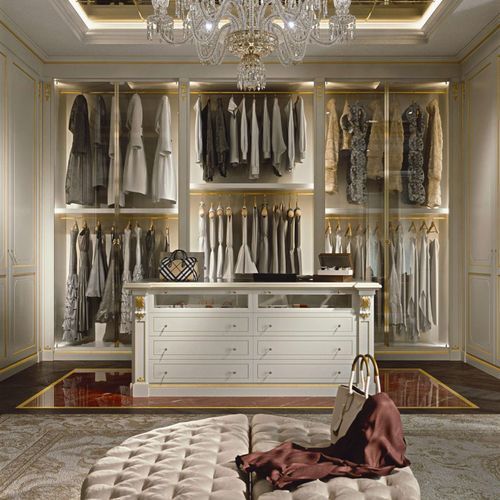 U-shaped walk-in wardrobe - VIMERCATI MEDA LUXURY CLASSIC FURNITURE - classic / wooden / glass