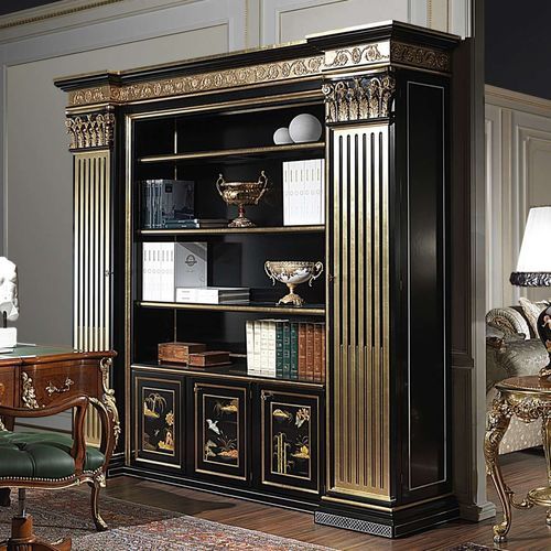 Floor-to-ceiling bookcase - art. 91 - VIMERCATI MEDA LUXURY CLASSIC FURNITURE - classic / lacquered wood / with storage compartment