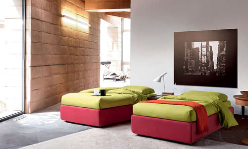 Single bed - SOMMIER - noctis - contemporary / upholstered / fabric