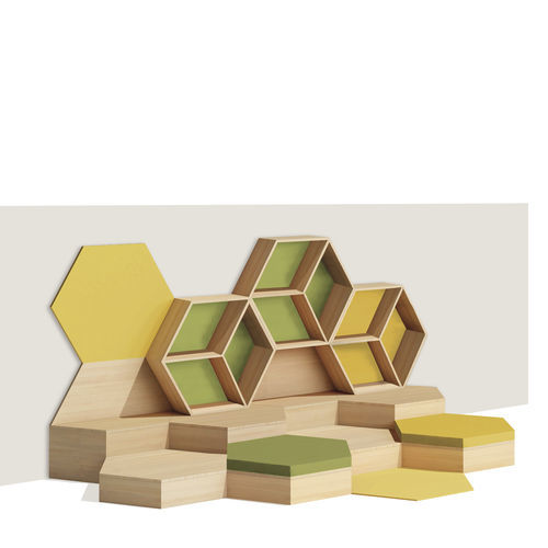 Modular pouf - HEXAGONS - gonzagarredi - contemporary / wooden / other shapes