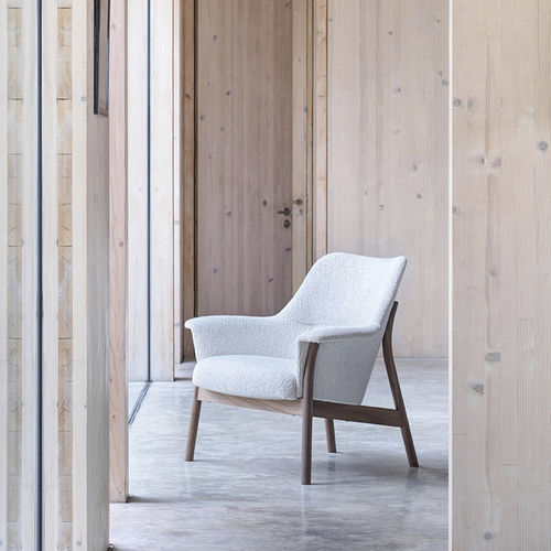 Contemporary armchair - OXBOW - Dare Studio - fabric / walnut / ash