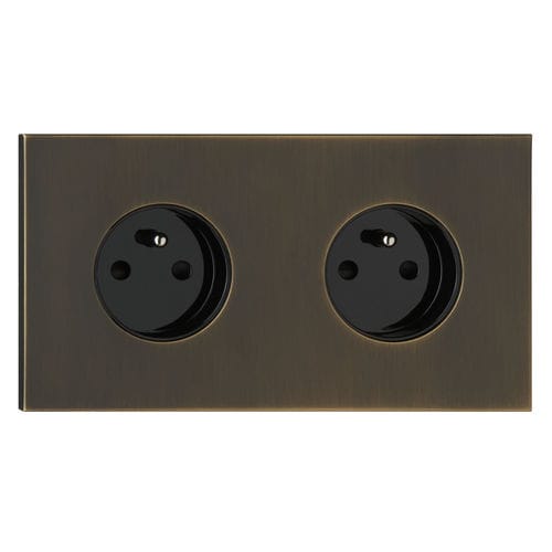 Power socket - COLLECTION SIAM: PSI009-BM-H - LUXONOV - double / wall-mounted / brass