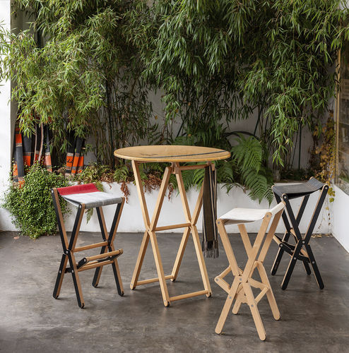 Contemporary high bar table - DINGHY D  - DVELAS - fabric / fiberglass / birch base