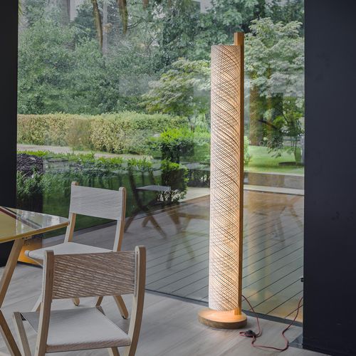 Floor-standing lamp - MAST 180 - DVELAS - fabric / wooden / contemporary