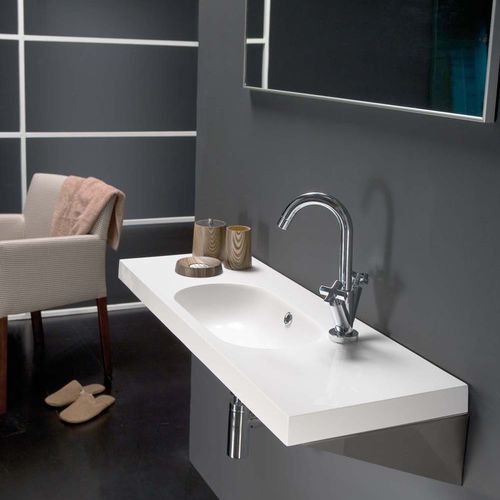 Wall-mounted washbasin - ICE - Bath Collection S.L. - resin / with adjustable mirror / oval