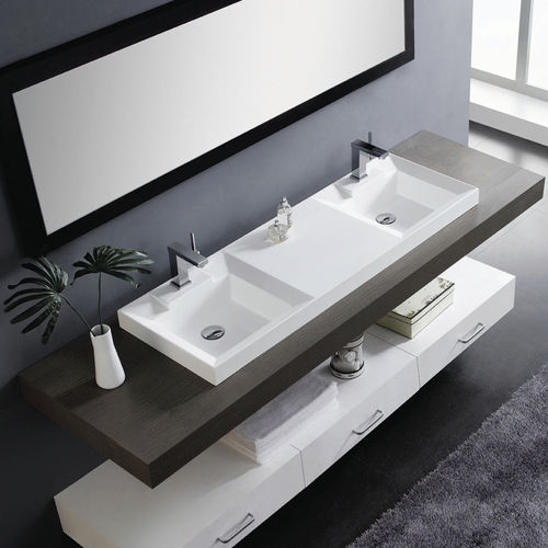 Built-in washbasin - DUET - Bath Collection S.L. - resin / with adjustable mirror / double