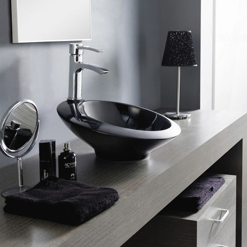 Countertop washbasin - ORBITAL NEGRO - Bath Collection S.L. - porcelain / round / contemporary