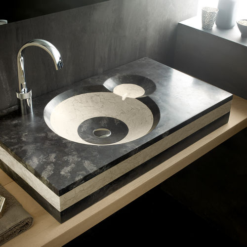 Countertop washbasin - AROS - Bath Collection S.L. - stone / rectangular / contemporary