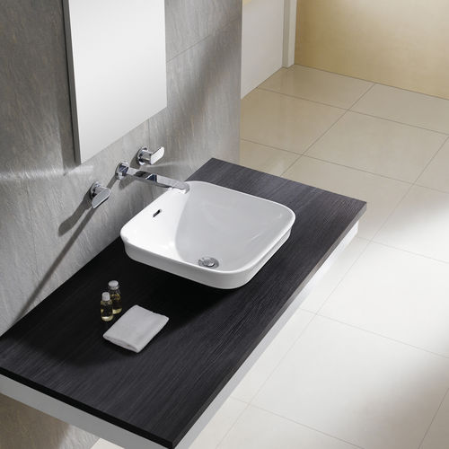 Semi-recessed washbasin - TOKIO - Bath Collection S.L. - porcelain / square / contemporary