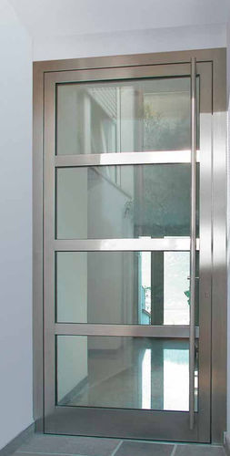 Entry door - PRIVILEG 209 - Auroport GmbH - stainless steel / swing / glazed