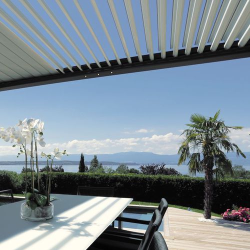 Self-supporting pergola - BIO ONE - BIOSSUN - wooden / with mobile slats / wooden canopy