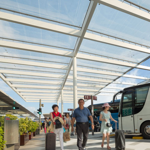 Patio canopy - JEWEL CHANGI AIRPORT, SINGAPORE - Vector Foiltec - steel / ETFE / flat