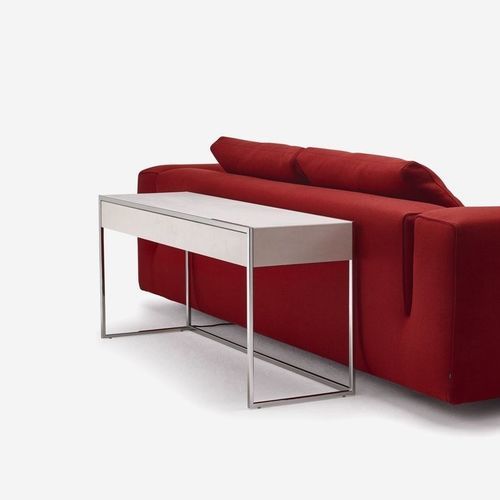 Contemporary sideboard table - Smart  - YOMEI - oak / leather / stainless steel base