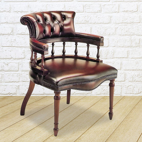 Traditional chair - Captain’s  - Kingsgate Furniture ltd - indoor / leather / solid wood base