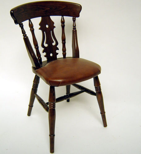 Traditional chair - Fiddle  - Kingsgate Furniture ltd - indoor / leather / wooden base