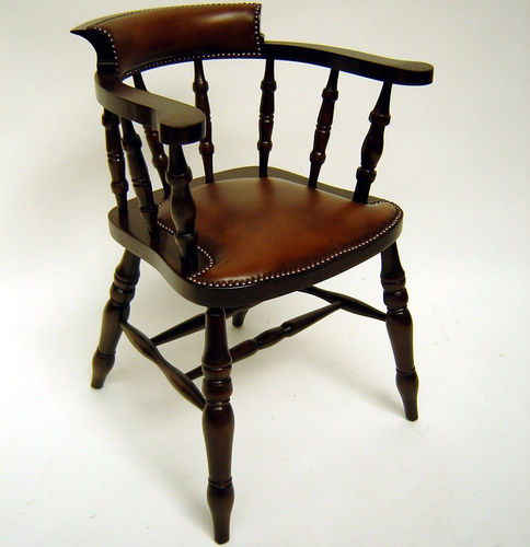 Traditional chair - Smokers Bow - Kingsgate Furniture ltd - indoor / leather / wooden base