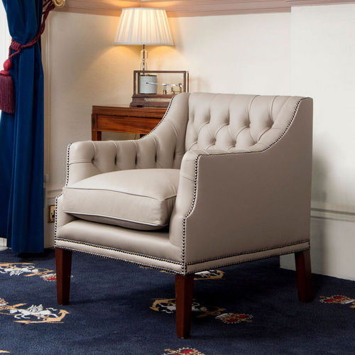 Chesterfield armchair - Boston - Kingsgate Furniture ltd - leather / solid wood / with removable cushion