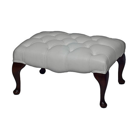 Chesterfield stool - Queen Anne - Kingsgate Furniture ltd - leather / solid wood base / upholstered