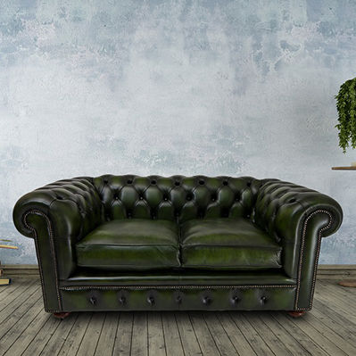 Chesterfield sofa - Mulberry  - Kingsgate Furniture ltd - leather / with armrests / with removable cushion
