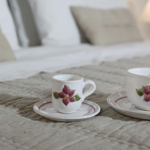 Ceramic coffee cup - PRIMAVERA ROSA - Cerasarda - for domestic use