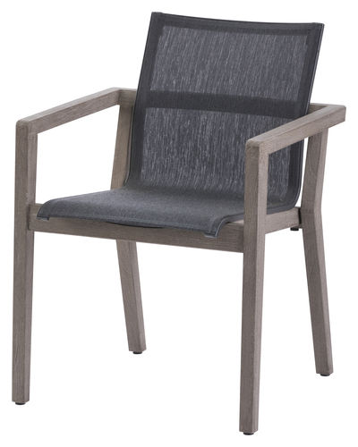 Contemporary armchair - COPENHAGUE - LES JARDINS - Batyline® / teak / high back