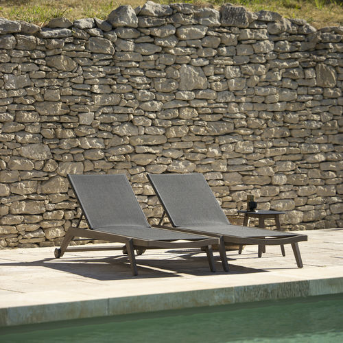 Contemporary sun lounger - COPENHAGUE - LES JARDINS - Batyline® / teak / commercial