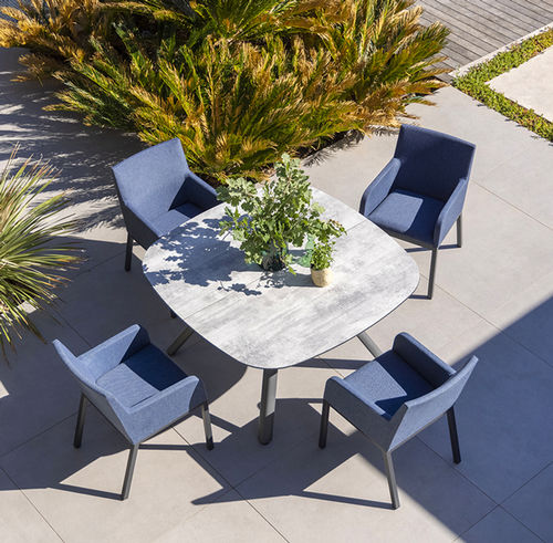 Contemporary table - SAGAMORE  - LES JARDINS - HPL / waxed concrete / aluminum base