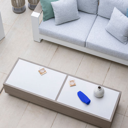 Contemporary coffee table - RANCHO - LES JARDINS - ceramic / aluminum base / rectangular