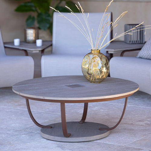 Contemporary coffee table - JET STREAM - LES JARDINS - frosted glass / HPL / waxed concrete