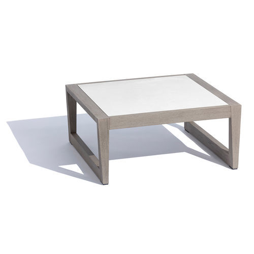 Contemporary coffee table - SKAAL - LES JARDINS - ceramic / teak base / rectangular