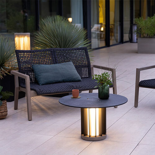 Contemporary coffee table - TECKALU - LES JARDINS - frosted glass / HPL / slate
