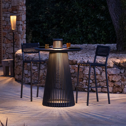 Illuminated high bar table - HALO - LES JARDINS - contemporary / HPL / aluminum base