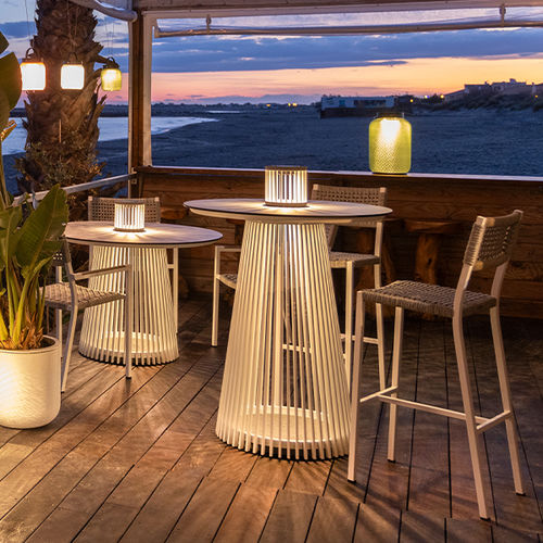 Illuminated high bar table - HALO - LES JARDINS - contemporary / HPL / aluminum base