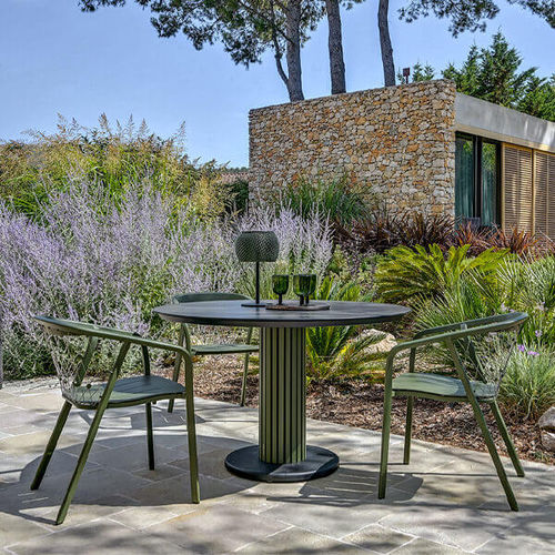 Contemporary bistro table - PTC5501/P1 - LES JARDINS - aluminum / granite / ceramic