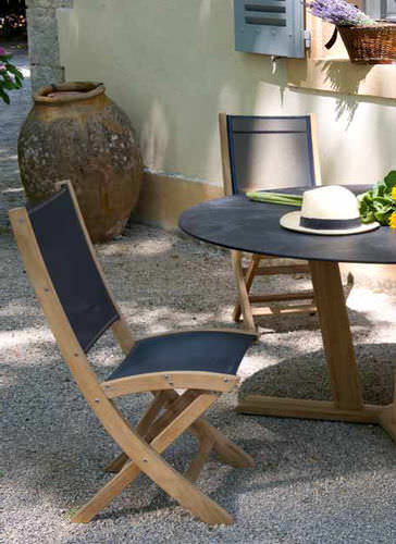 Contemporary garden chair - TEKURA - LES JARDINS - walnut / folding / home